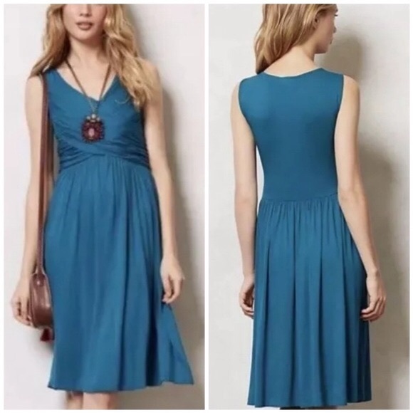 Anthropologie Dresses & Skirts - Anthro Girls from Savoy Teal Jersey Wrap Dress